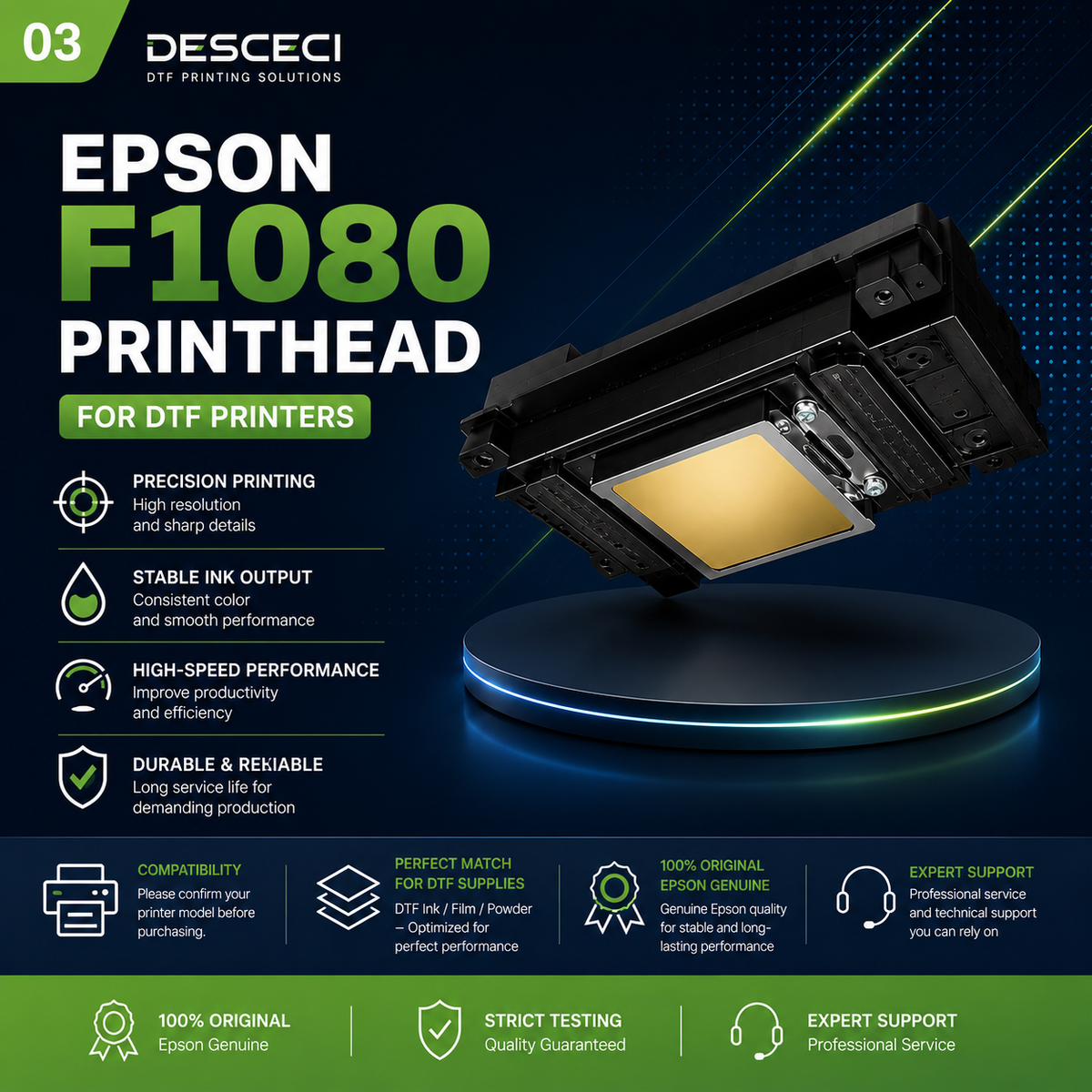 Epson F1080 printhead for professional Direct to Film printing systems