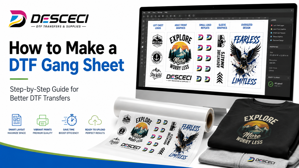 How to make a DTF gang sheet with multiple DTF transfer designs arranged on one printable sheet.