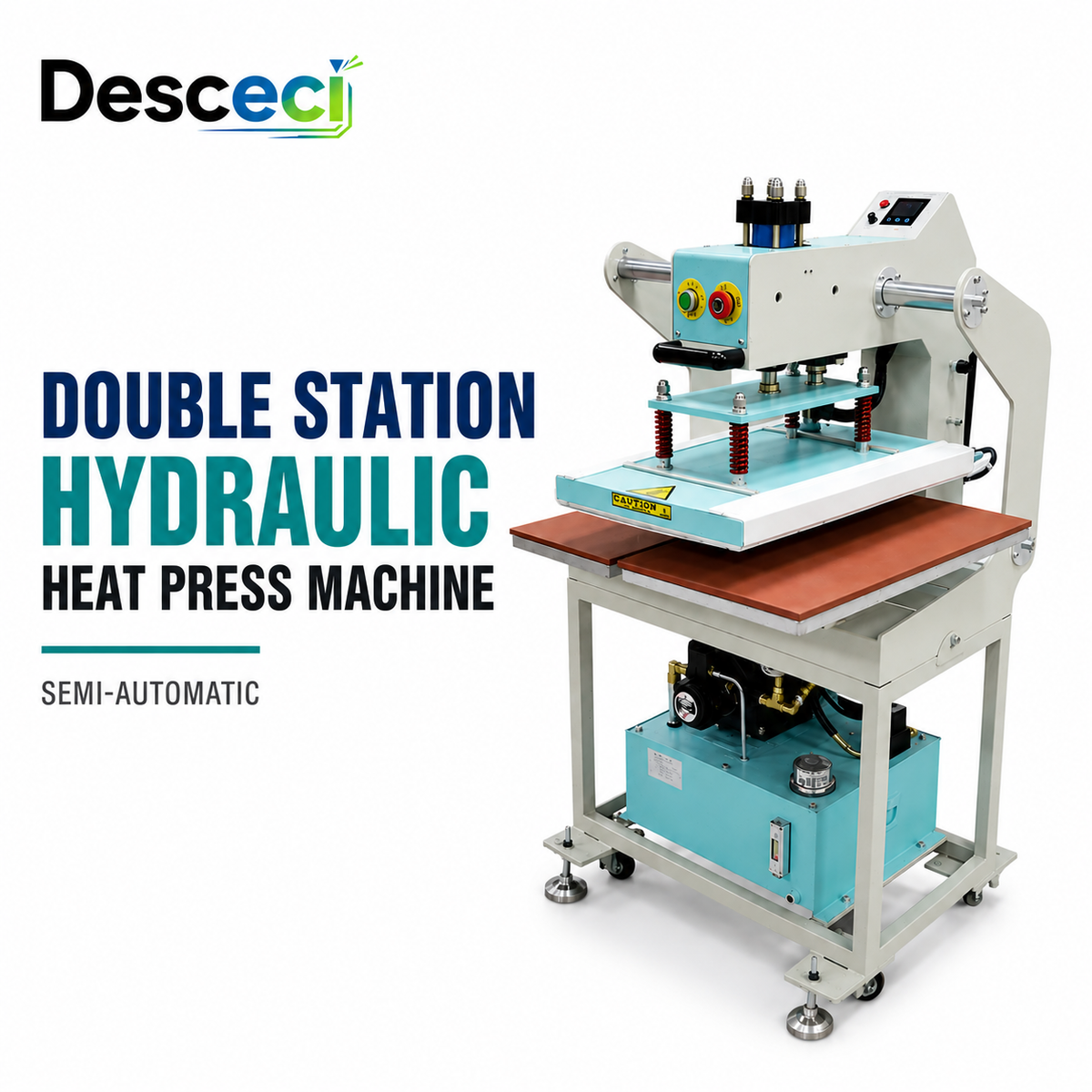 Machine + Double Station Hydraulic Heat Press + DESCECI