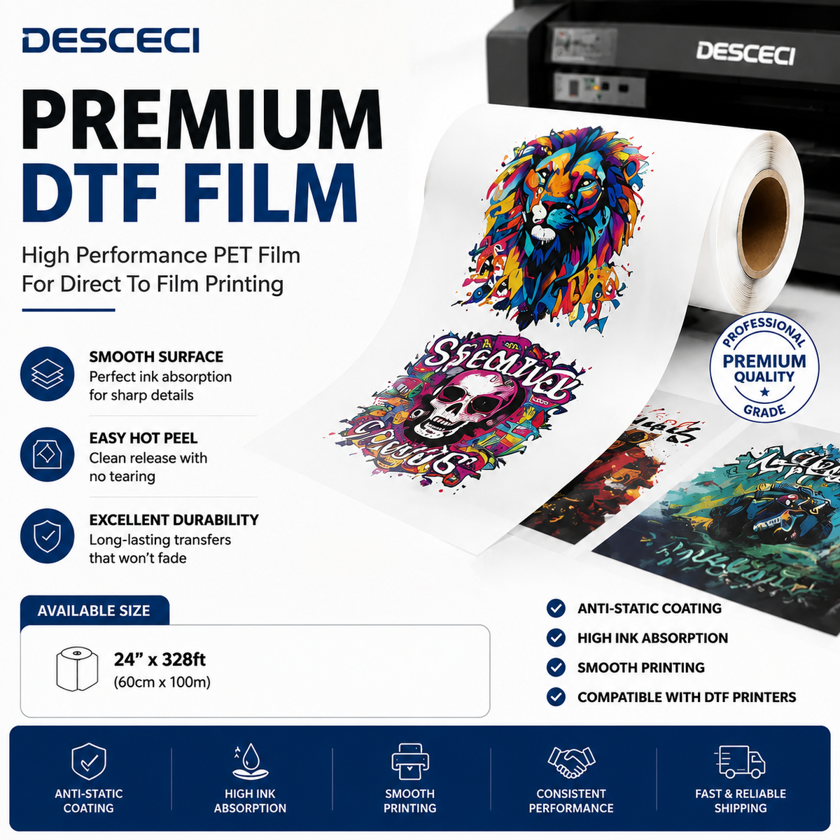 Premium DTF transfer film roll for DTF printing