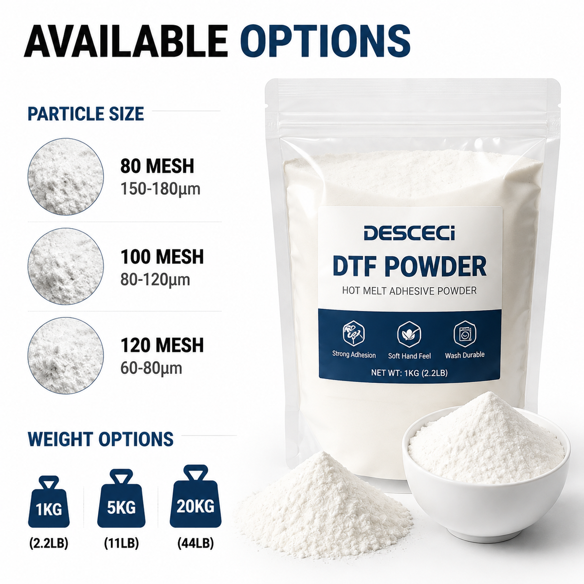DTF hot melt adhesive powder for custom apparel printing