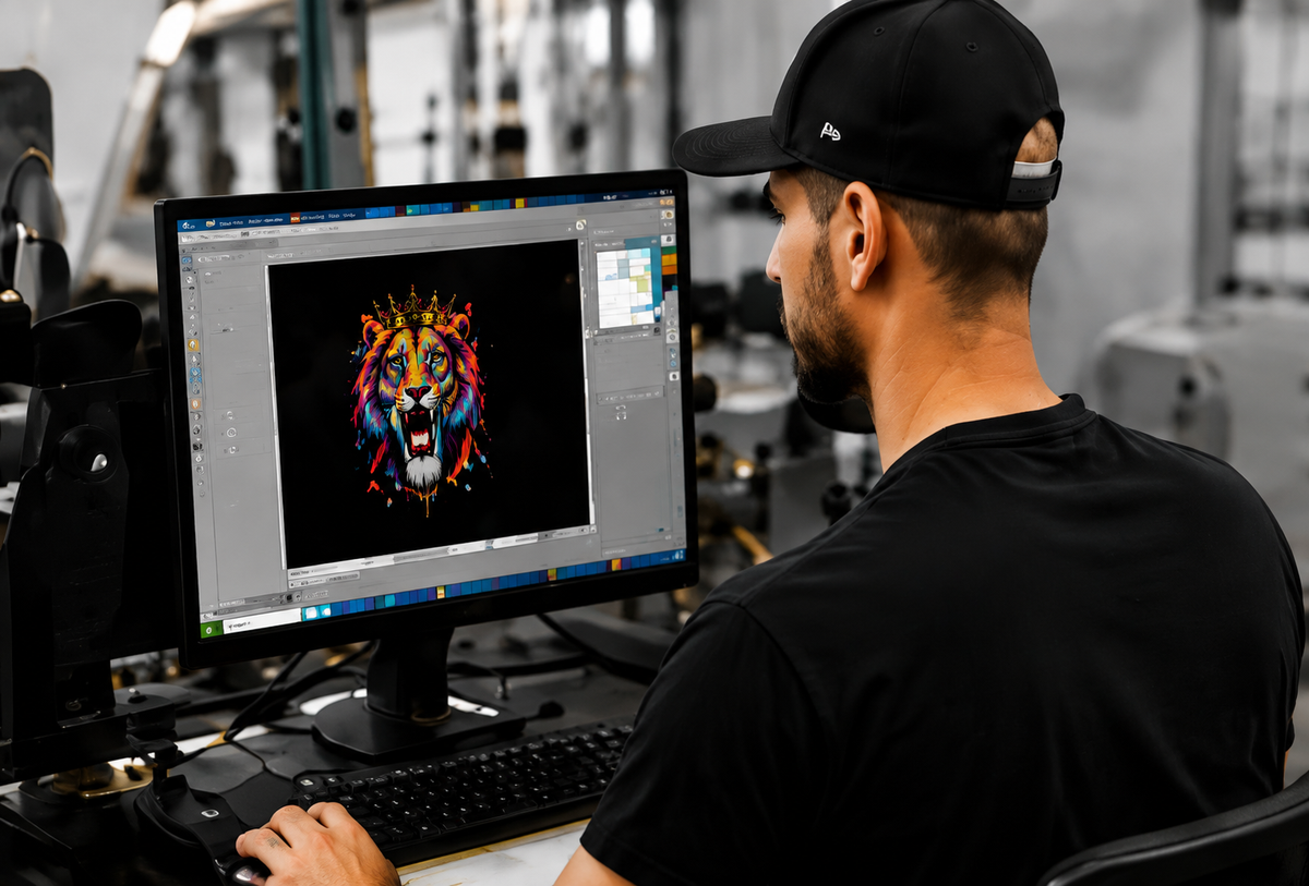 DESCECI DTF production team preparing artwork for fast turnaround