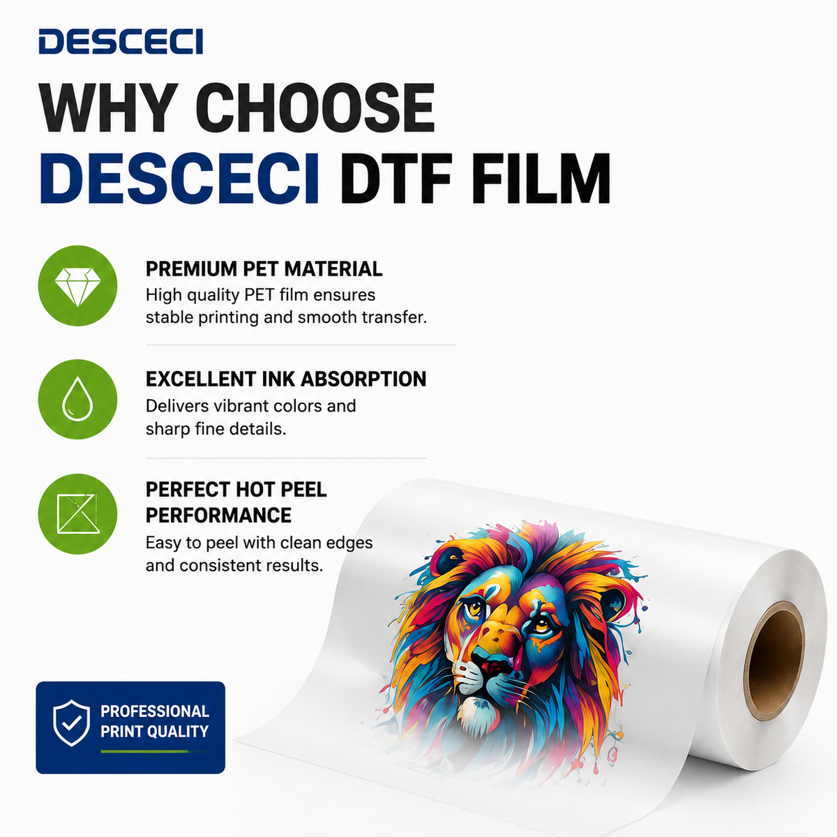 Hot peel PET film for DTF printing