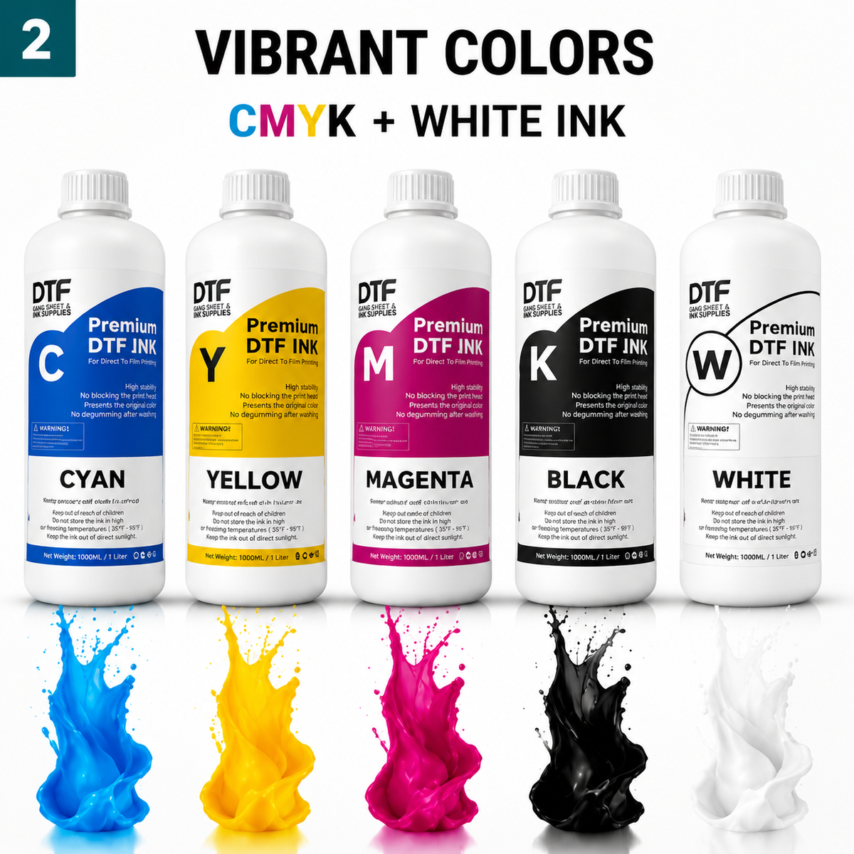 CMYK and white DTF printer ink
