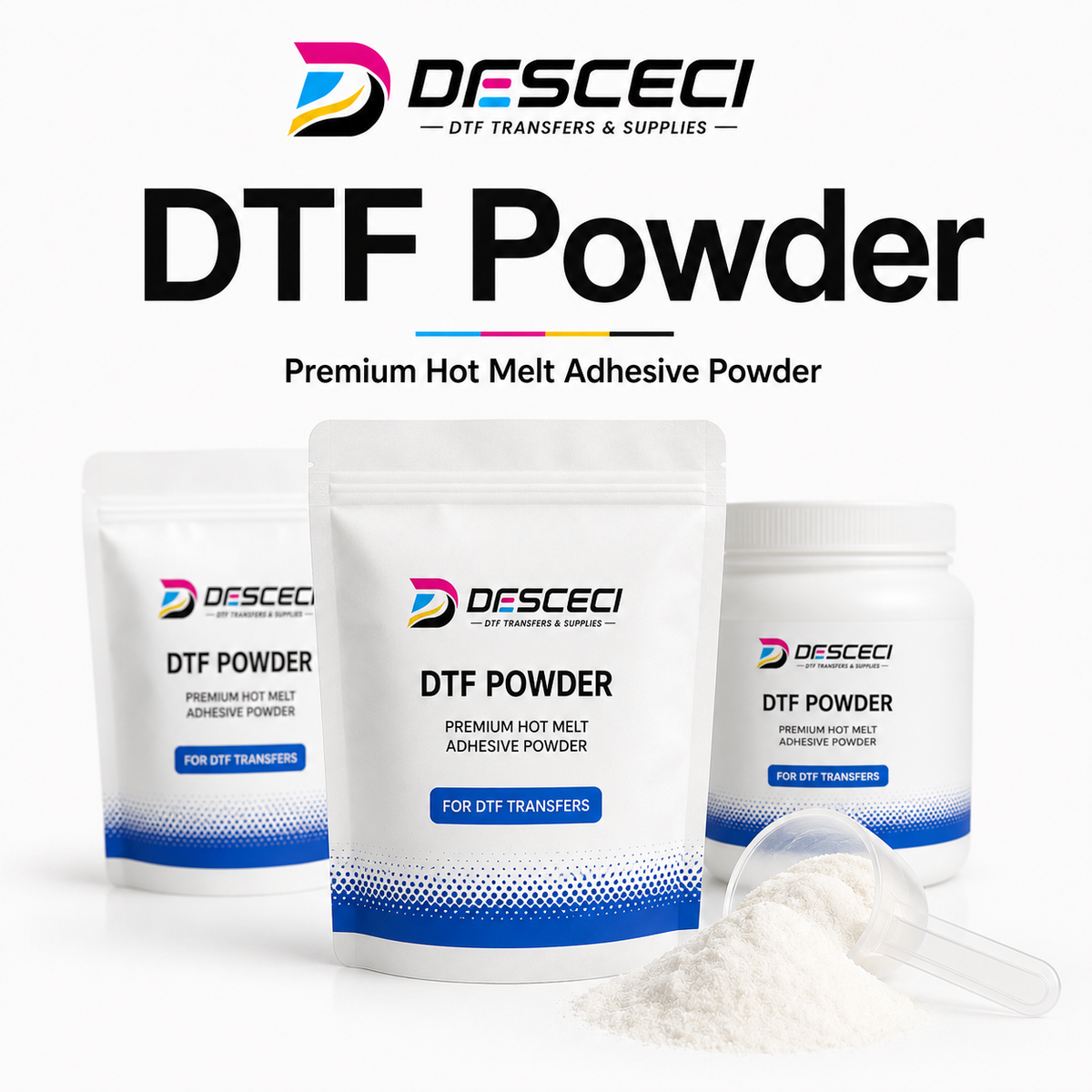 DESCECI premium DTF powder hot melt adhesive for DTF transfer printing