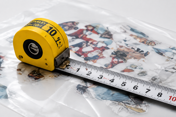 Measuring DTF transfer artwork size with a tape measure