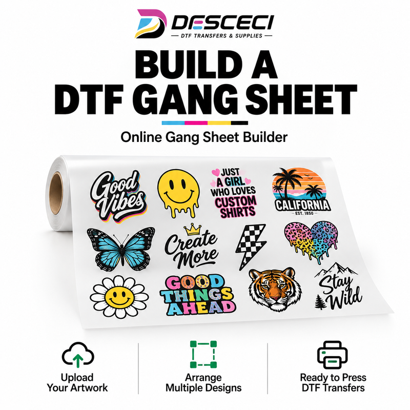 Build a custom DTF gang sheet online with DESCECI Gang Sheet Builder